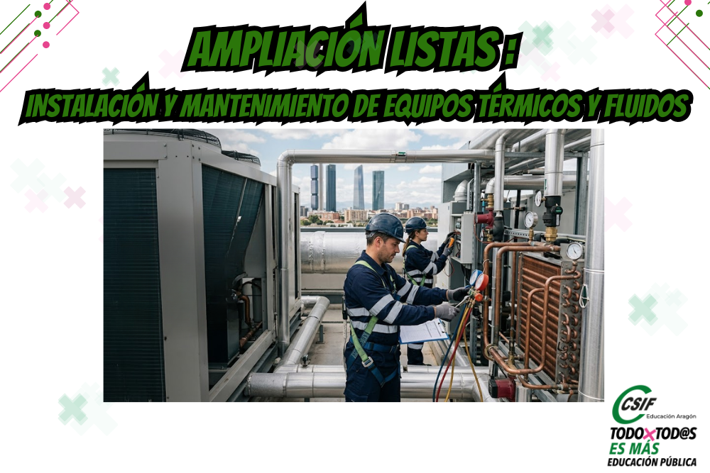 AMPLIACIÓN DE LISTAS ARAGÓN. EEMM INSTALACIÓN Y MANTENIMIENTO DE EQUIPOS TÉRMICOS Y FLUIDOS CURSO 25/26